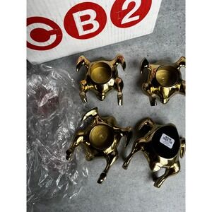 NEW CB2 Trot Tealight Candle Holder Set of 4 Votive Gold Turkey Thanksgiving